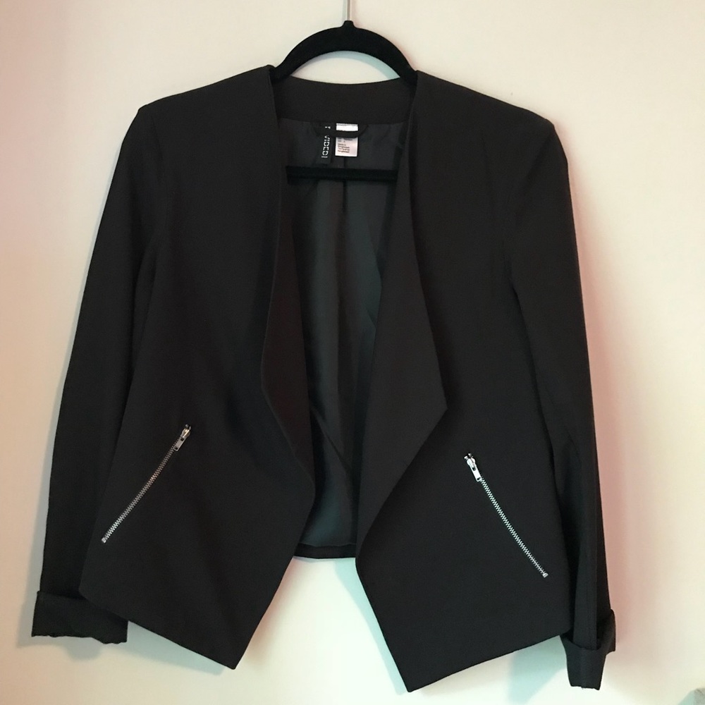 BLACK BLAZER W/ ZIPPER DETAIL